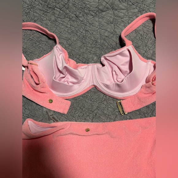VICTORIAS SECRET SWIM SET UNDERWIRE TOP 34D, SMALL HIGH WAIST BOTTOM Terry cloth - Picture 8 of 8